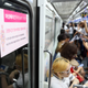 Commuters are seen in a subway cabin during the trial operation of women-only cabins in Busan, South Korea, 22 June 2016, for the first time in the country to protect women from crimes.